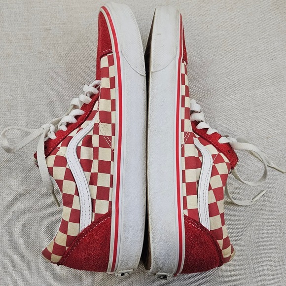Vans Old Skool Checkerboard Red Suede Low Top Skate Shoes Men US 10 UK 9 EUR 43 - Picture 2 of 10